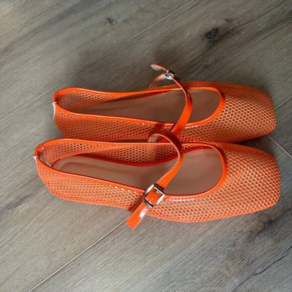 NWT Temu Mesh Ballet Flats Orange | Size 41 / 10 - Picture 2 of 3